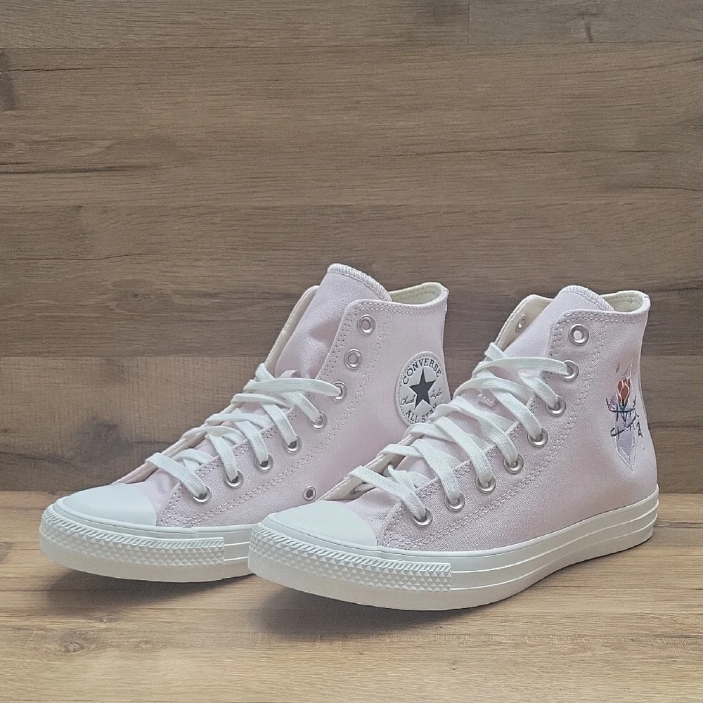 Converse Pink and White High-Top Sneakers Size 8.5 Womens.